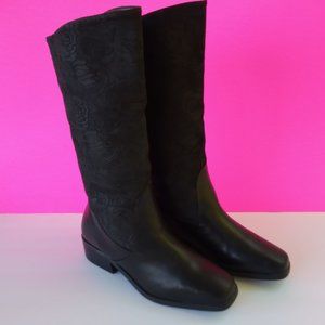 Markon Suela floral embossed leather riding boots size 7.5